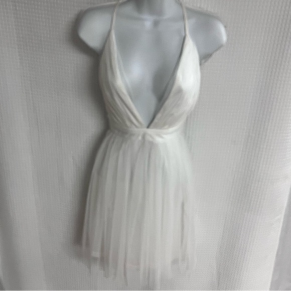Fashion Nova ladies White tulle  Babydoll Dress size large Measurements - Picture 4 of 8